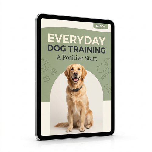 Everyday Dog Training A Positive Start ebook cover displayed on a tablet against a white background